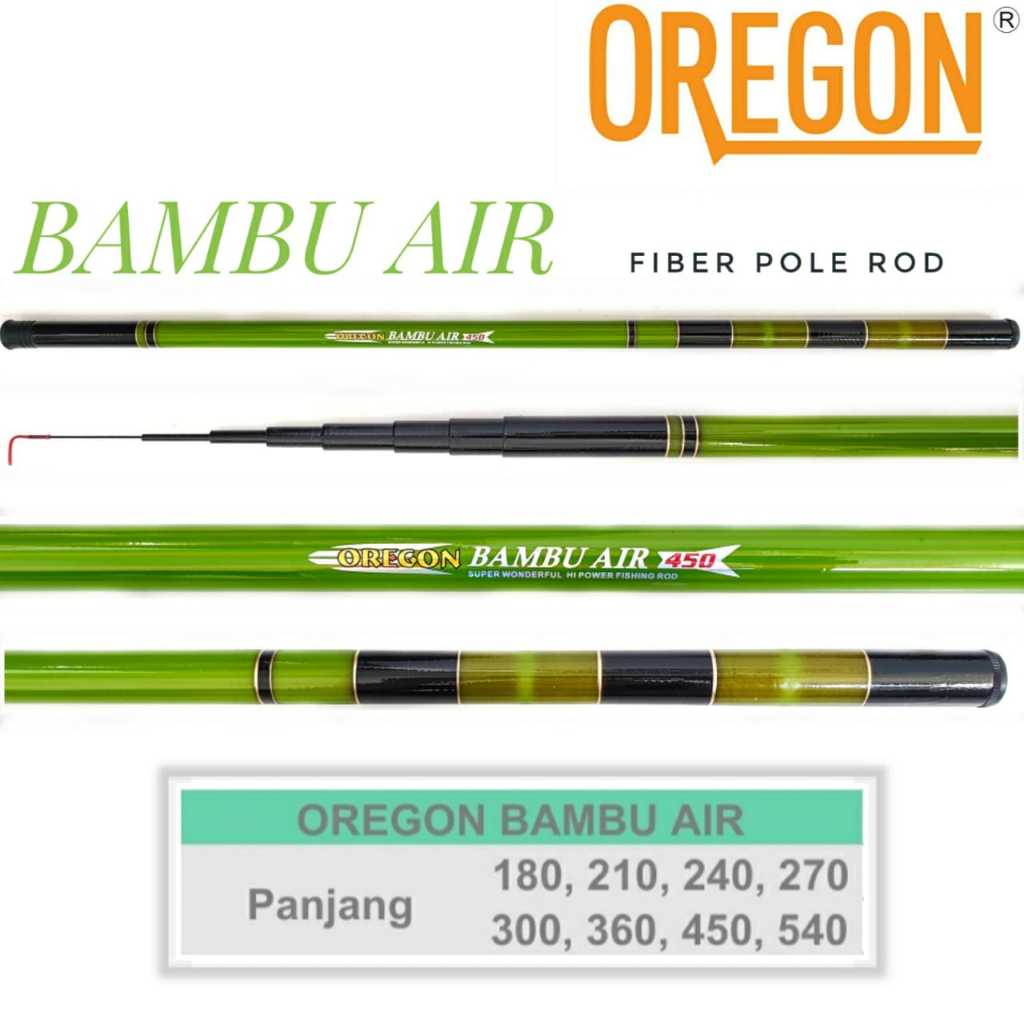 Oregon Bambu Air Joran Pancing Tegek 180 210 240 270 300 360 450 540 Cm Ruas Panjang Fiber Lentur  R