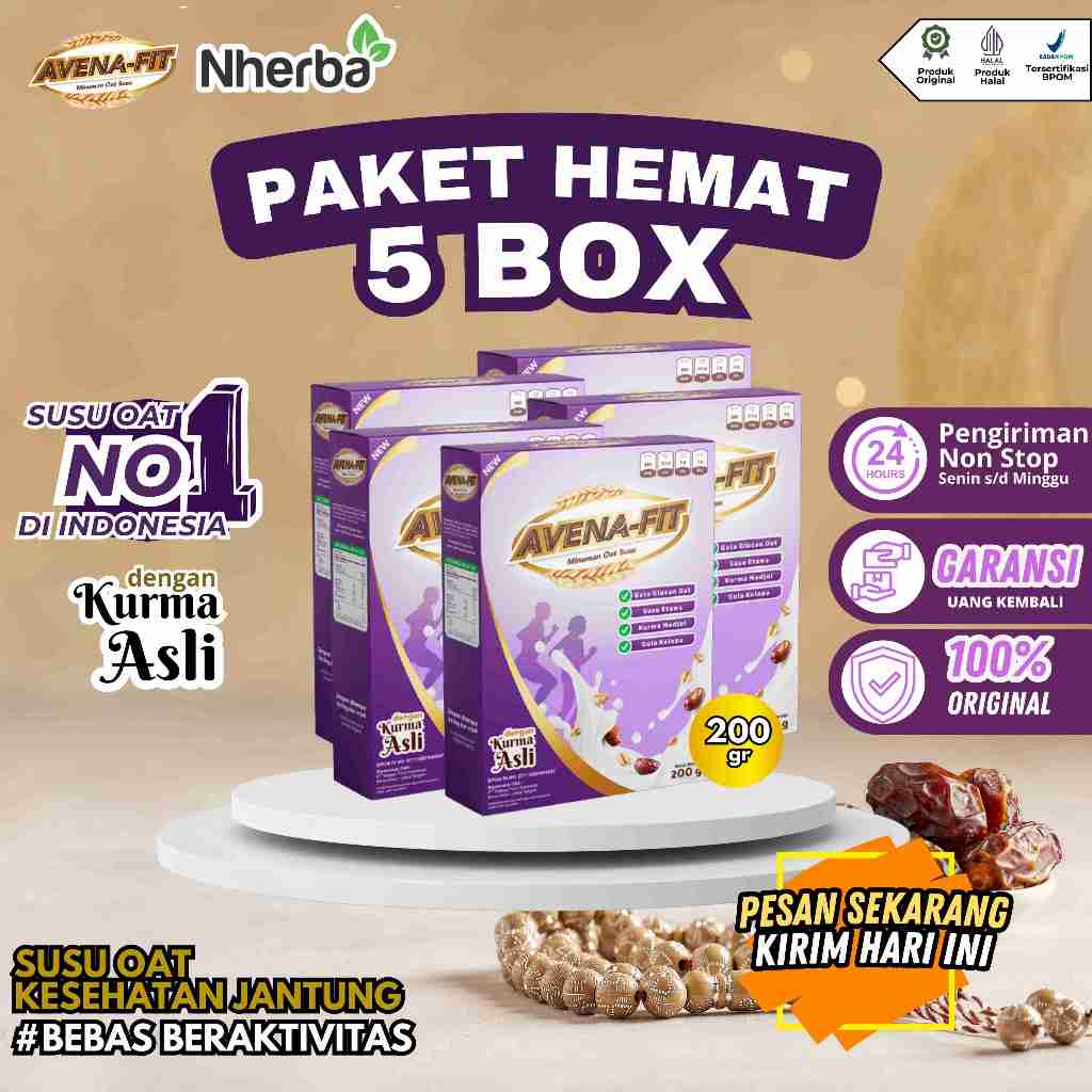 

Paket 5 Box Avena Fit - Sereal Oat Bantu Atasi Kolesterol Jahat dan Menyehatkan Jantung