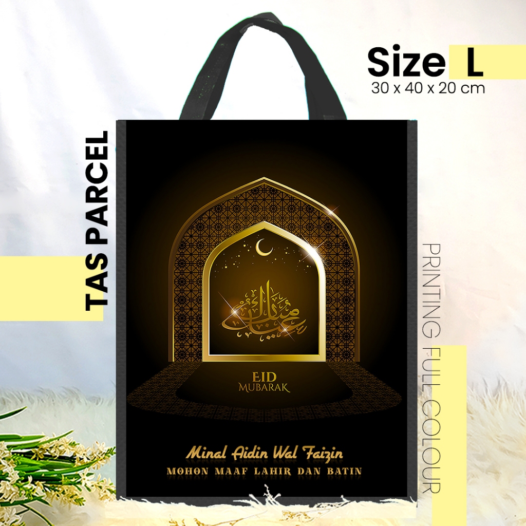 

TAS LEBARAN HITAM ARAB UKURAN SEDANG 30x40 - GOODIEBAG IDUL FITRI / TAS PARCEL PRINTING