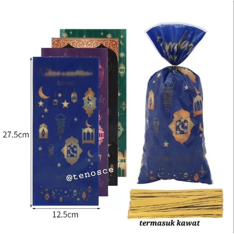 

50pcs Kantong Plastik + free kawat ikat Souvenir Kemas Cokelat Permen Anak Lebaran Eid Mubarak Ramadan Kareem Idul Fitri