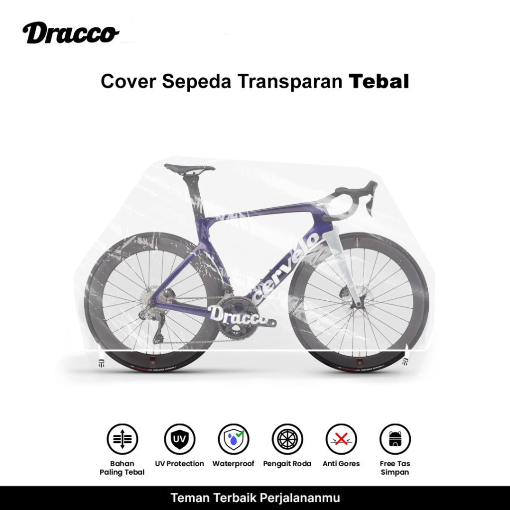 DRACCO sarung sepeda cervelo cover roadbike transparan tebal waterproof anti debu free tas simpan