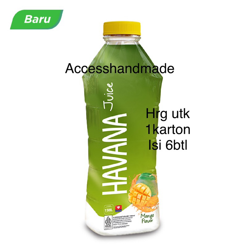 

Havana Apple Juice | Orange Juice | Guava Juice | Mango Juice kemasan karton 1 dus isi 6btl @1.5L 1500ml minuman buka puasa