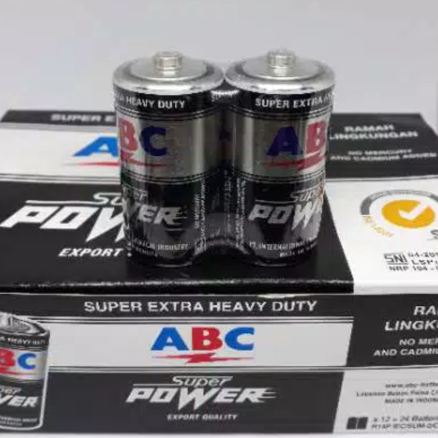 Baterai ABC size C R14- Batere ABC super power hitam tipe C Sedang