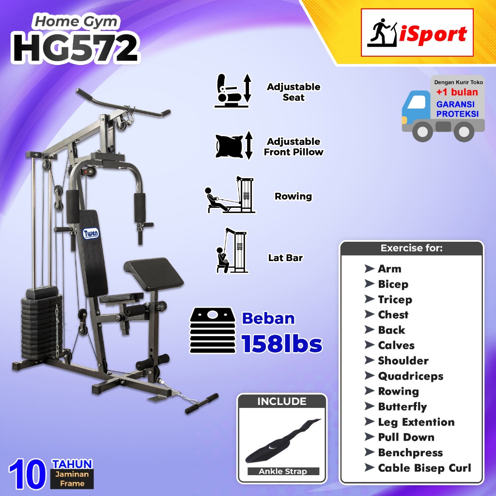 Home Gym Twen HG572 Homegym 1 Sisi Alat Olahraga Alat Gym Set Alat Fitnes Leg Press