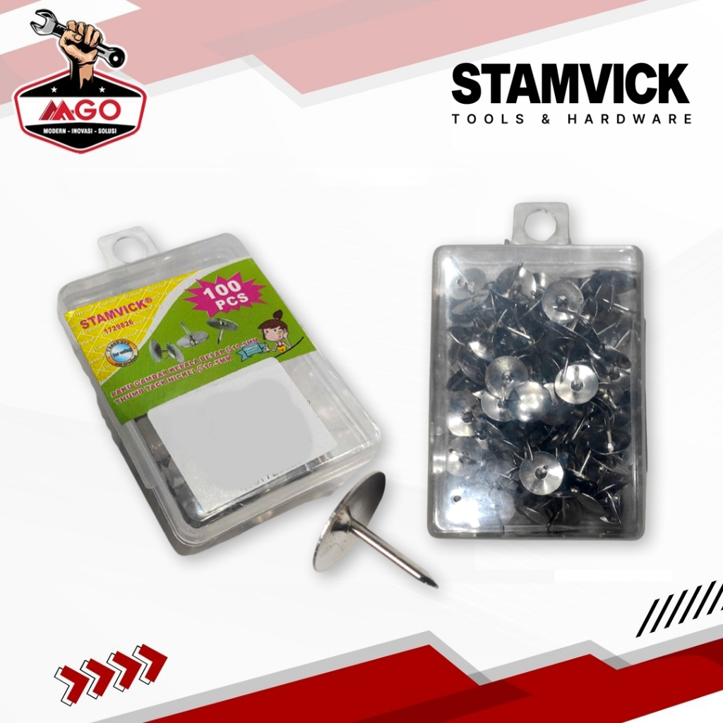 

100 Pcs Paku Kecil Pinus / Payung / Tekan / Pencet / Thumb Tack Nickel STAMVICK