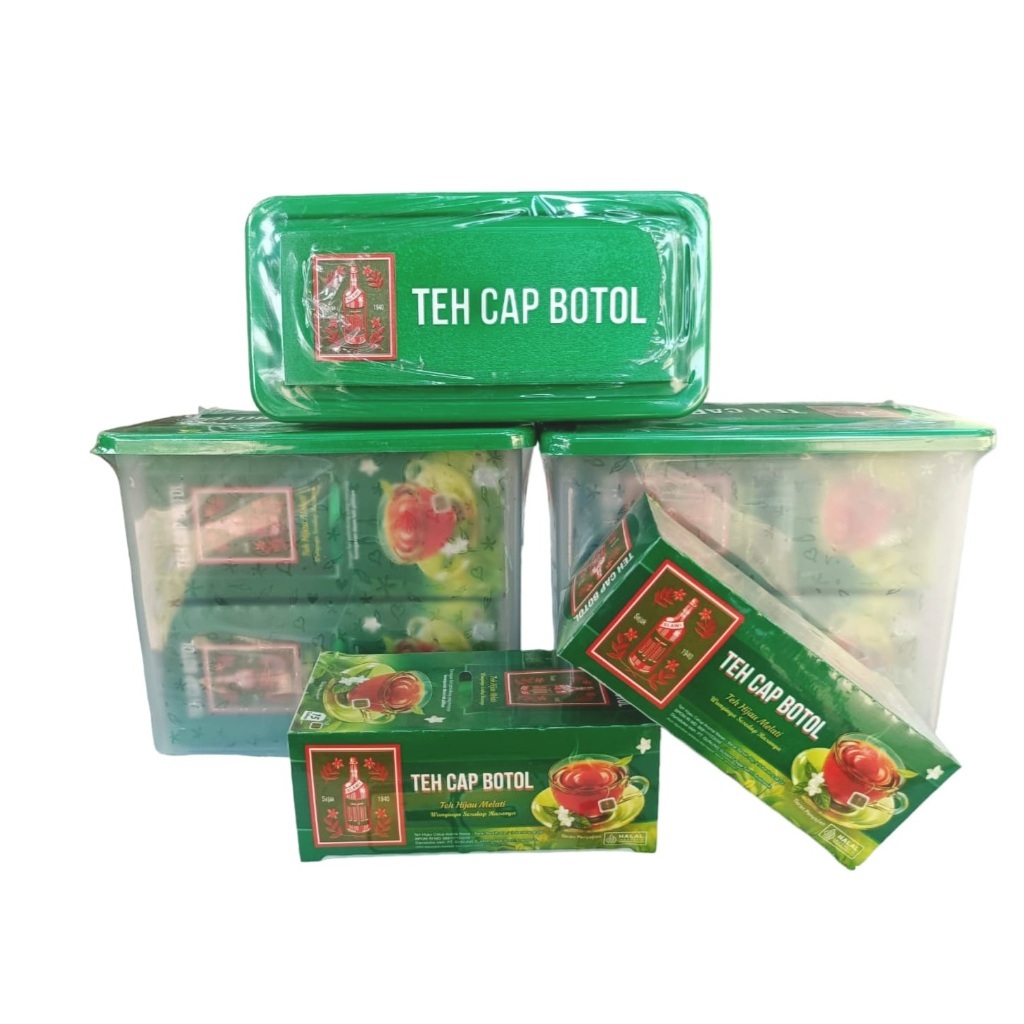 

PAKET TEH CAP BOTOL HIJAU celup Aroma Melati isi 25 Gratis Box Cantik