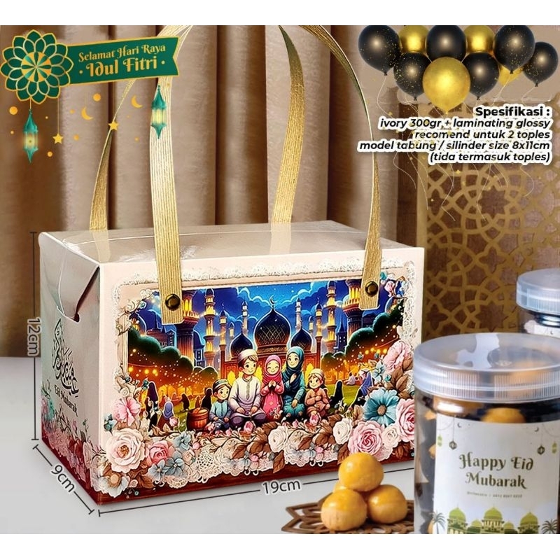 

box dus 2(dua) jar toples lebaran Idul Fitri dus souvenir lebaran