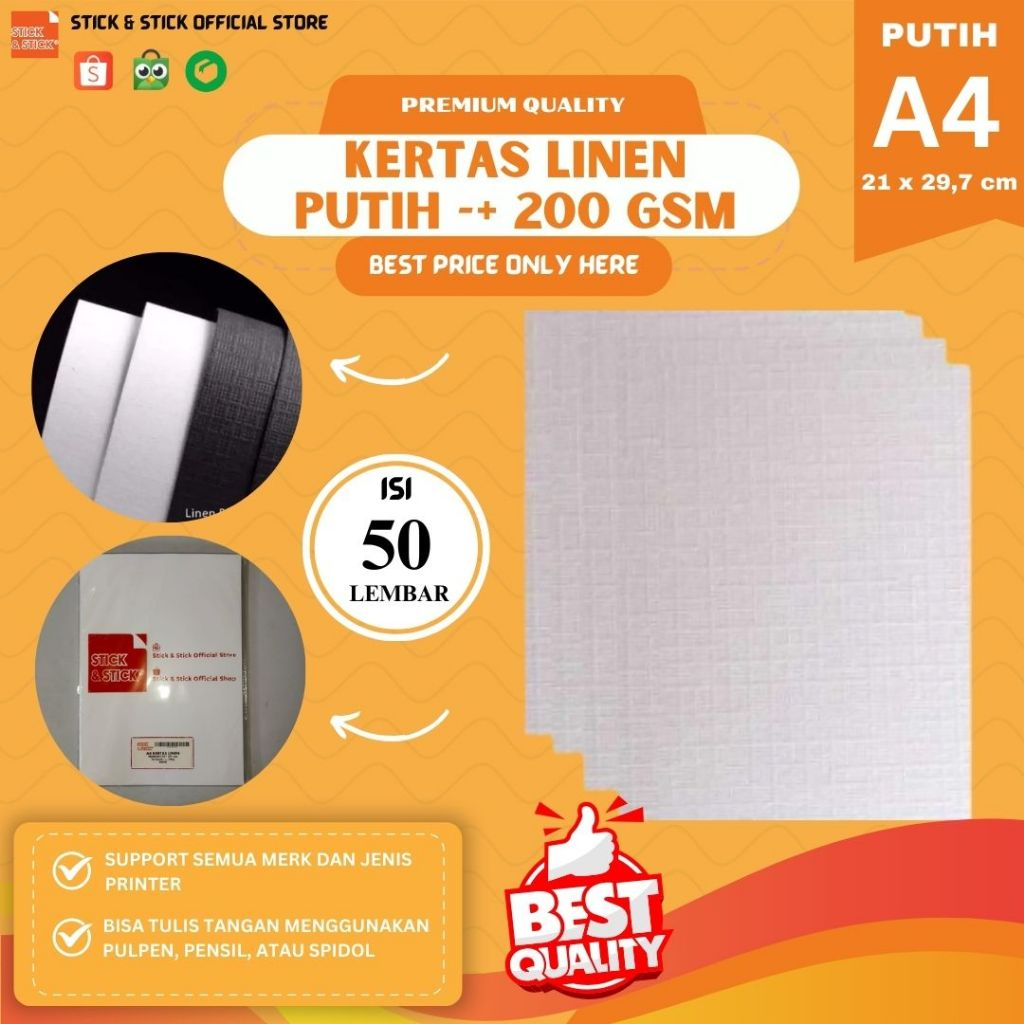 

Mi Kertas Linen Putih -/+ 200 Gsm A4 Isi 50 Lembar - Kertas Anggrek