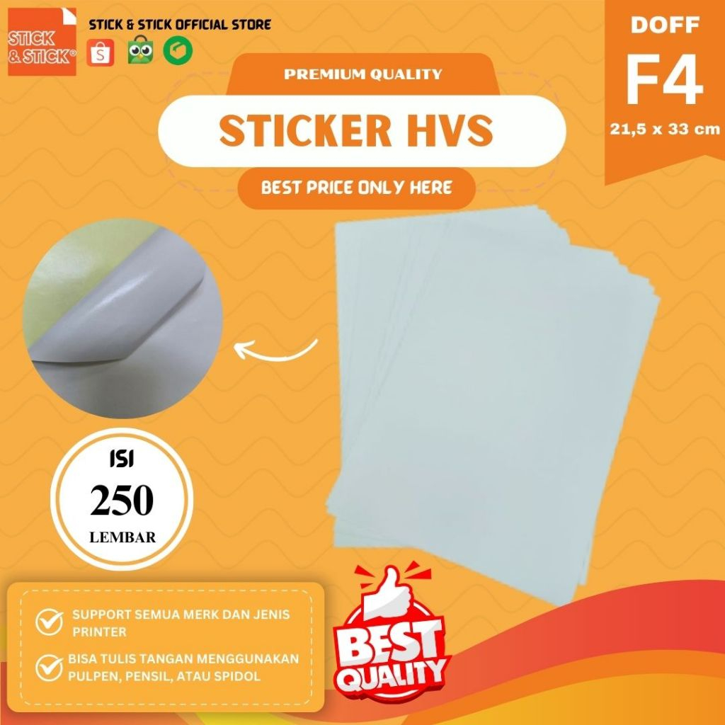

FOLIO F4 STICKER HVS DOFF ULTIMATE QUALITY 250 LEMBAR