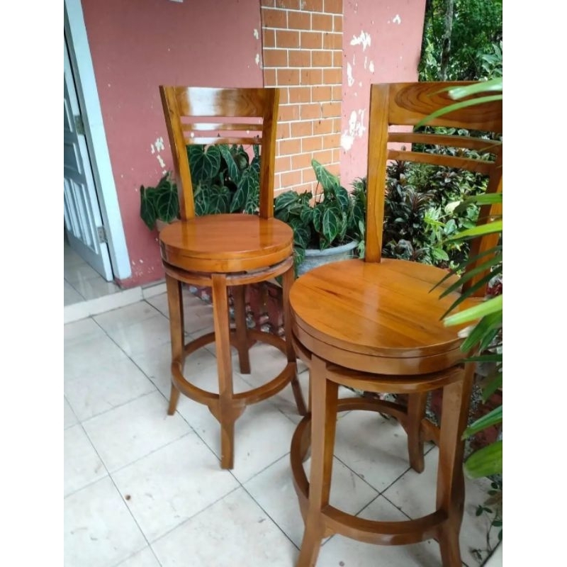 KURSI BAR PUTAR KAYU JATI TUA | PROMO KURSI BAR CAFE KURSI BAR ROTAN FURNITURE JATI | KURSI BAR CAFE