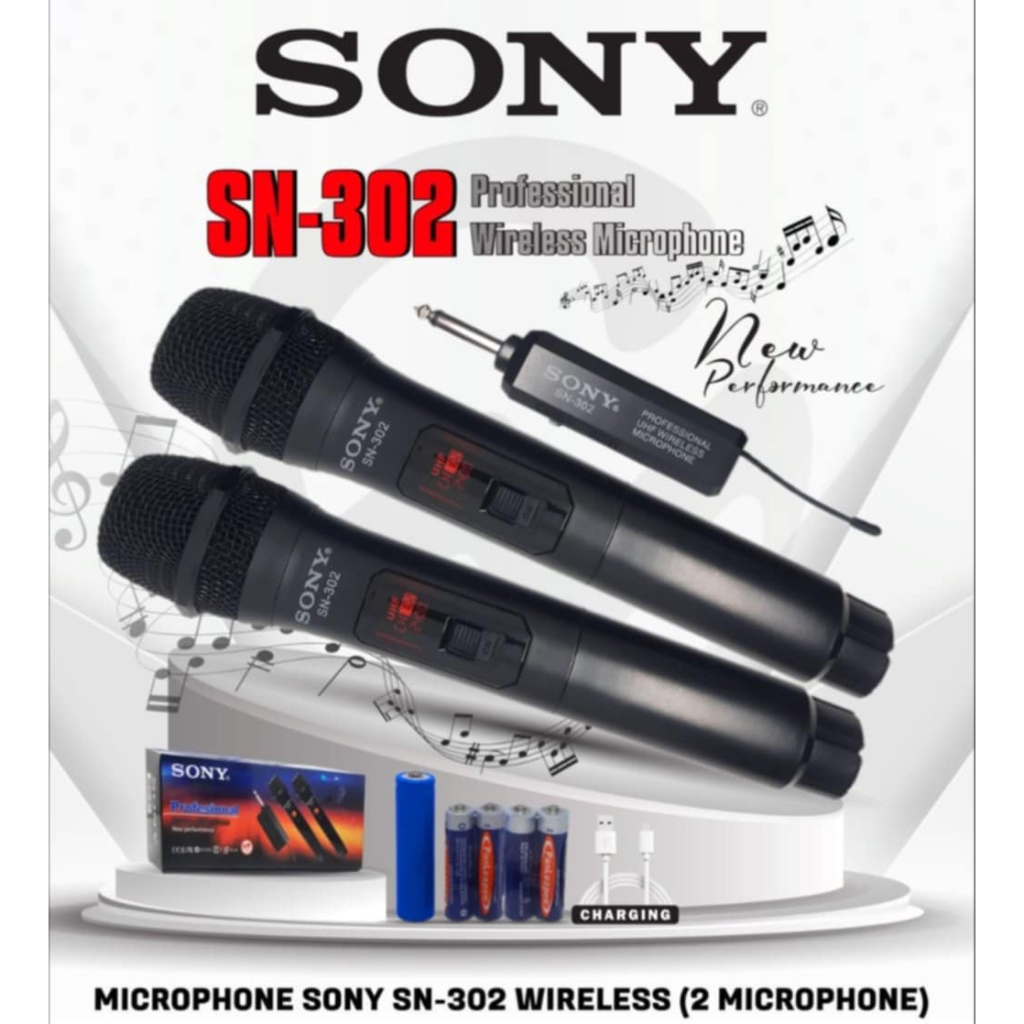 MIC WIRELESS 2 MIC GAGANG DISPLAY DIGITAL SONY SN-302