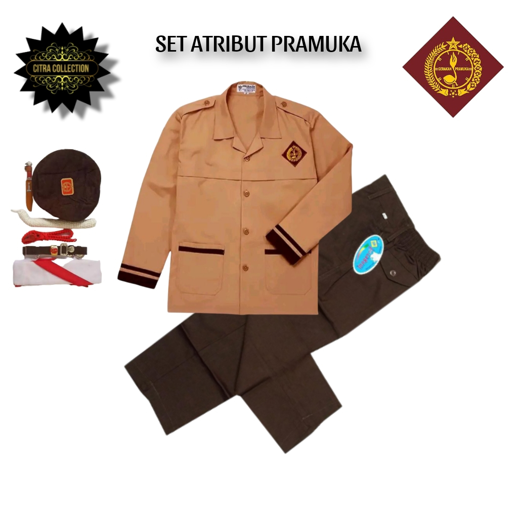 Setelan Seragam Pramuka Siaga SD Anak Laki Laki Panjang Kelas 1-6 SD Lengkap Bonus Aksesoris Seragam