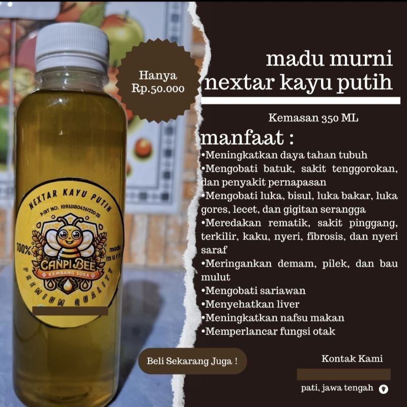 

madu murni nextar kayu putih, kualitas premium