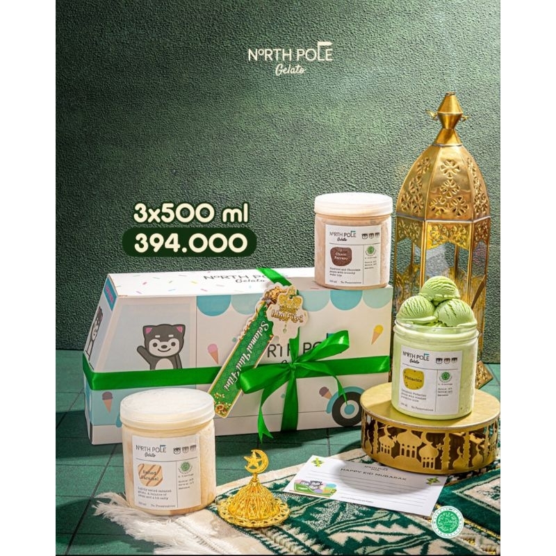 

Ramadhan Hampers 3x500ml Gelato Halal MUI Lebaran - North Pole Gelato eskrim