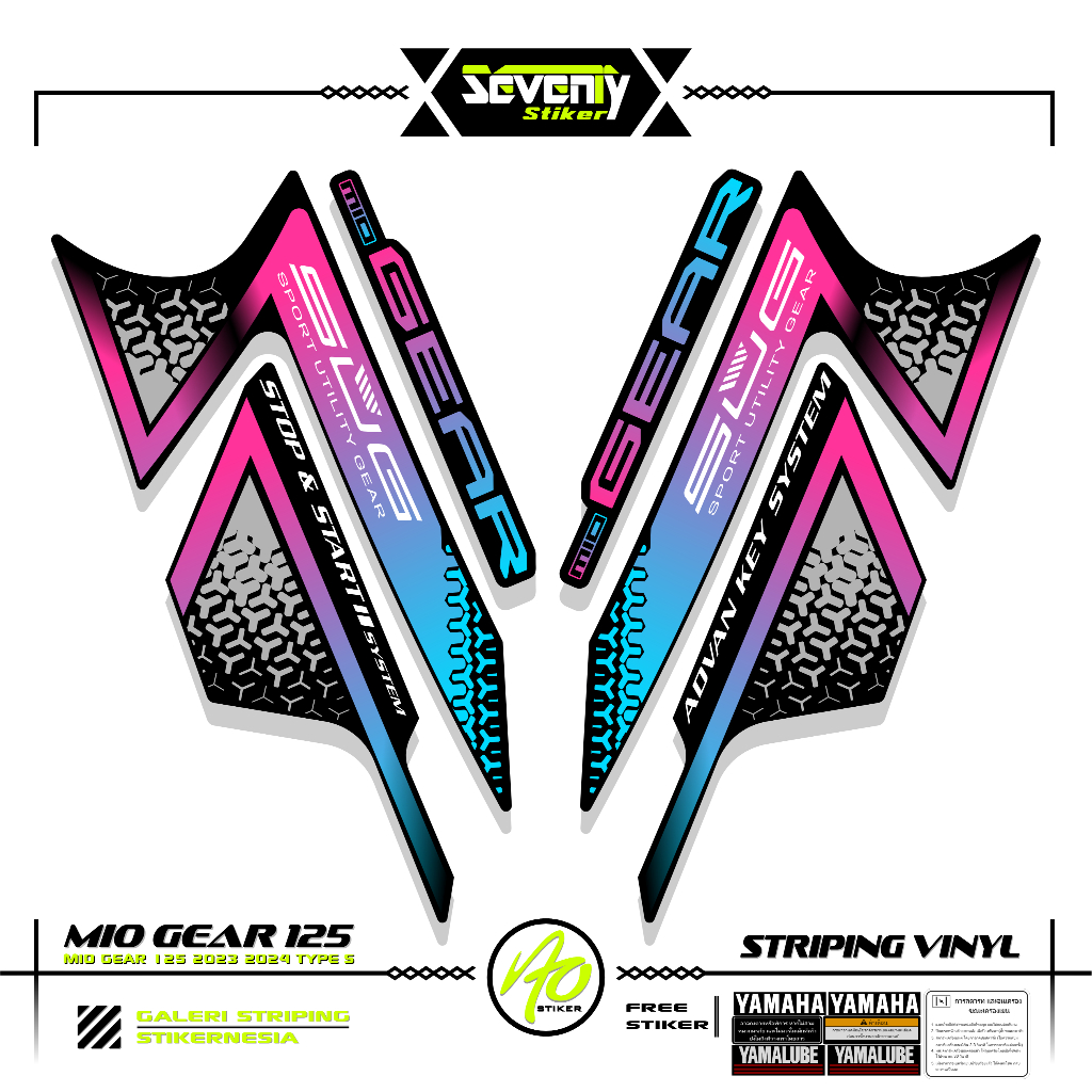 STRIPING YAMAHA GEAR 125 TYPE S MOTIF 5 STICKER GEAR 125 2023 2024 STIKER LIST MOTOR GEAR STANDAR