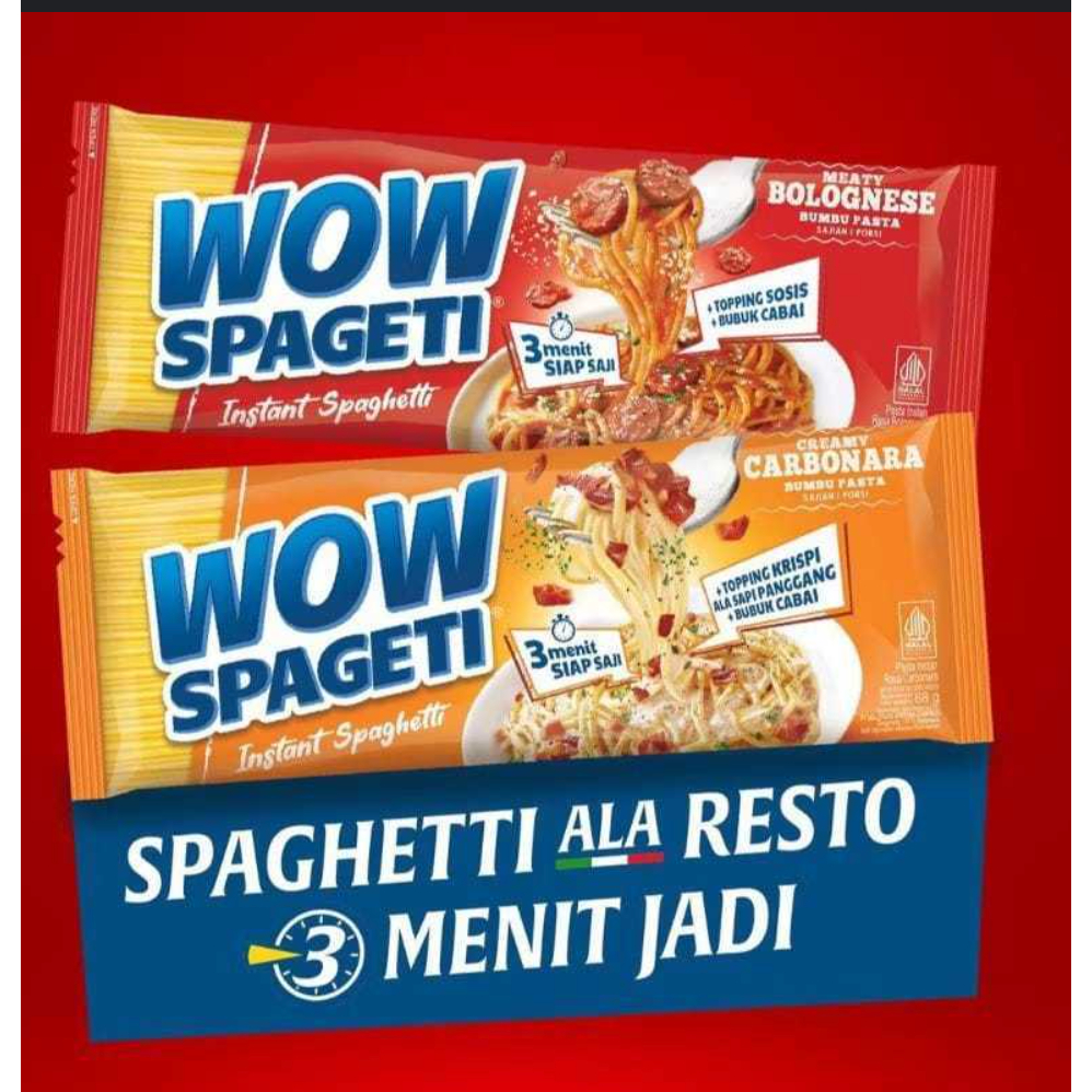 

WOW Spaghetti Bolognese Carbonara / Wow Spageti 88gr Spageti Instan WOW Spageti / Spaghetti Instant / Spageti
