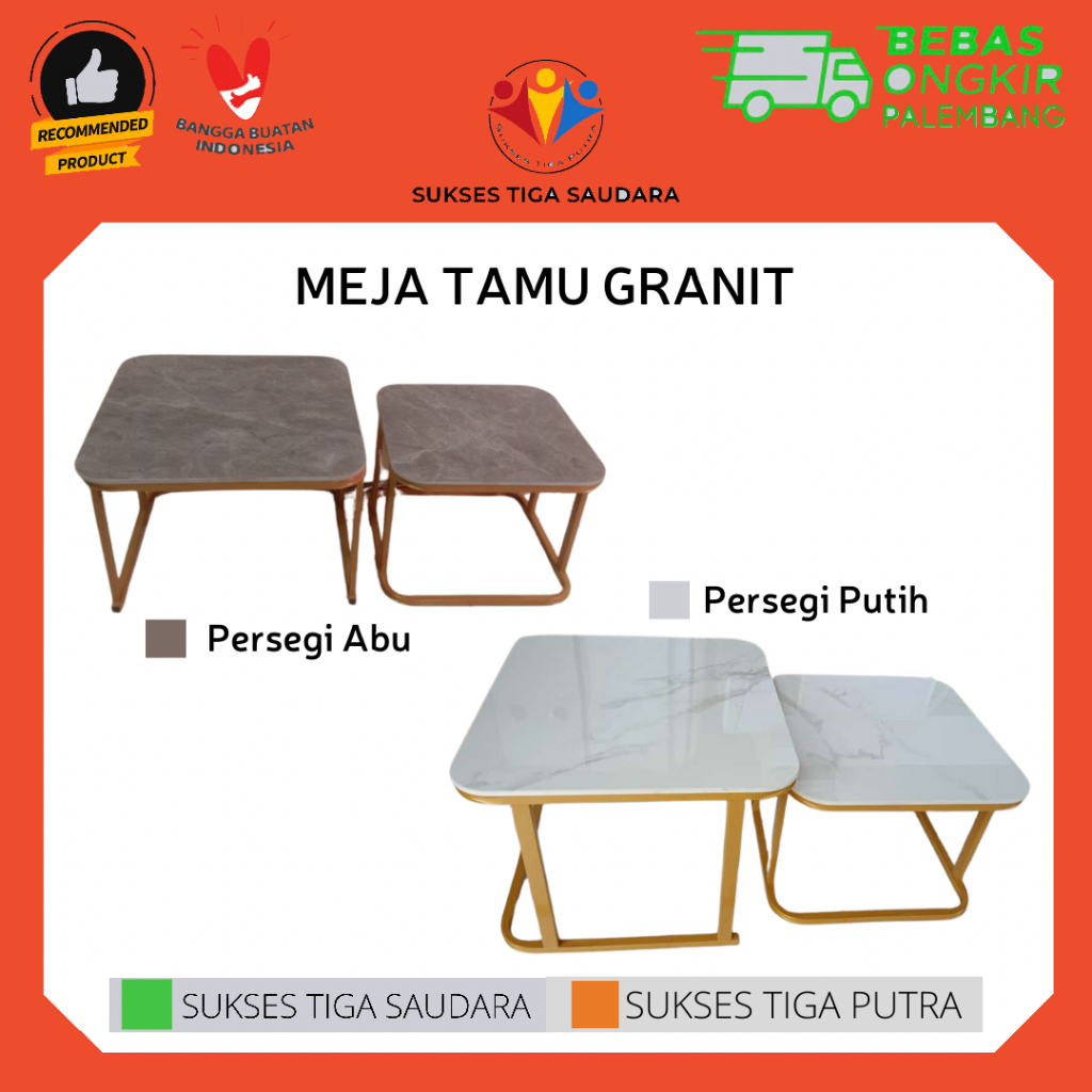MEJA TAMU PERSEGI / MEJA MARMER / COFFEE TABLE / MEJA TAMU MINIMALIS / MEJA TAMU BATU GRANIT