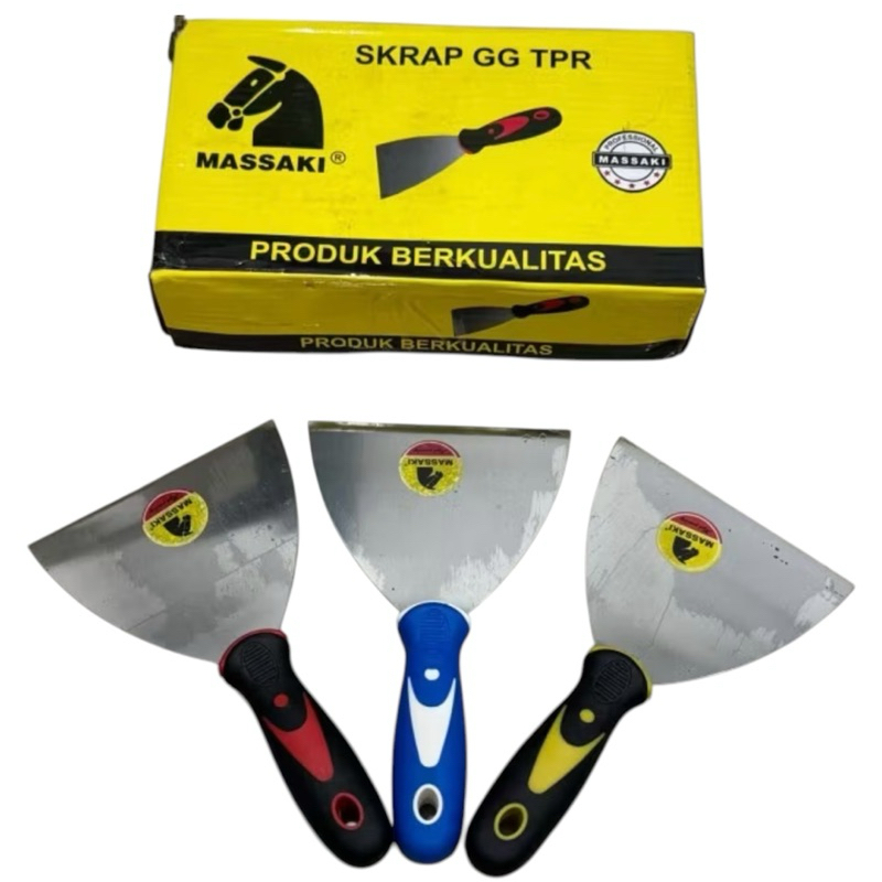 MASSAKI GG KARET 5” inci stainless steel asli sekrap kape gagang karet TPR 5 inci ( 12.5 cm ) putty 