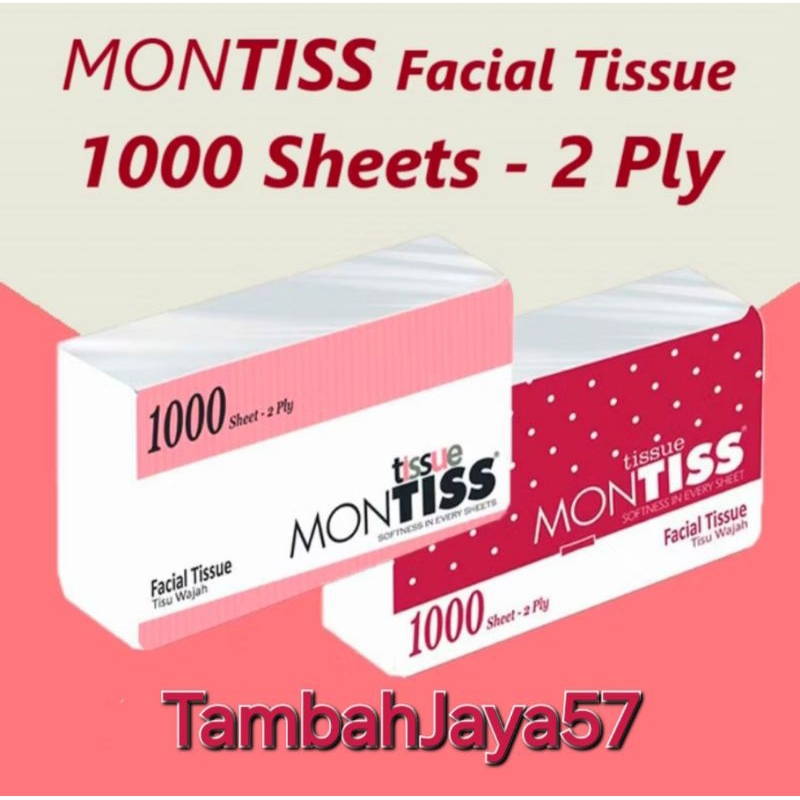 TISSUE MONTISS 1000 SHEETS/MONTIS FACIAL TISSUE/TISU MONTISS