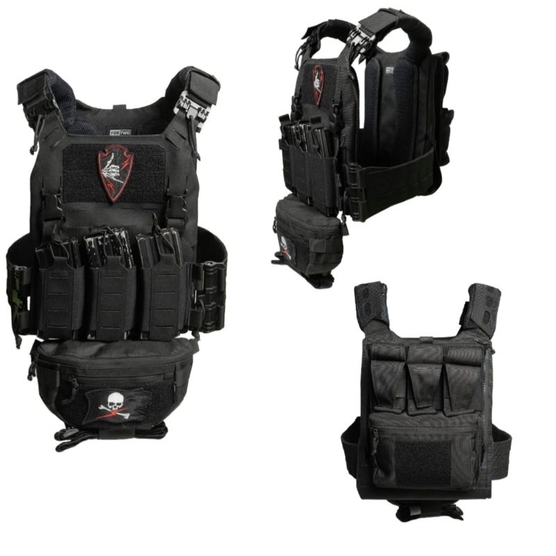 Rompi Bodyvest Fox Two Gen  3 Molle webing Hitam dan MCB