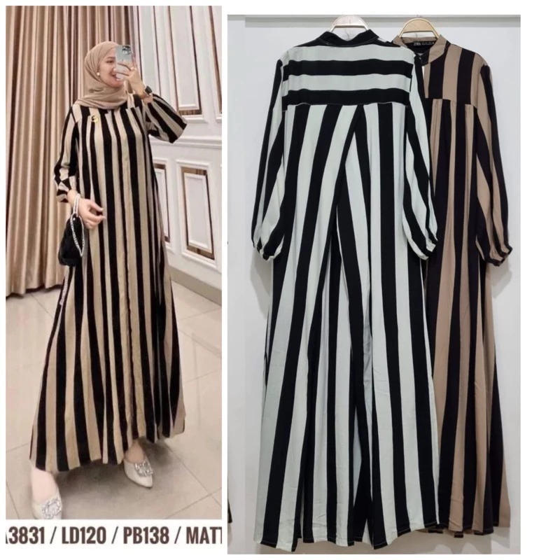 NEW ATIYA DRESS / GAMIS RAYON KOMBINASI / GAMIS RAYON MOTIF SALUR