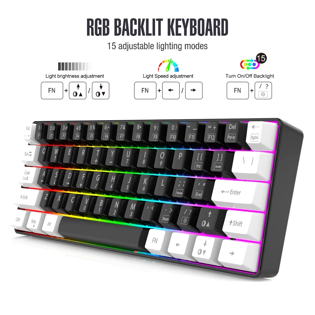 Keyboard Gaming Kabel APAYADO K61 Dengan Lampu RGB / 61 Keys Wired Keyboard