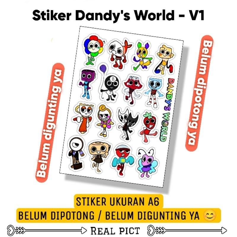 

STIKER DANDY'S WORLD V1 / STIKER BELUM DIPOTONG BAHAN VINYL UKURAN A6 / STICKER DANDY'S WORLD V1 / STIKER KARAKTER LUCU