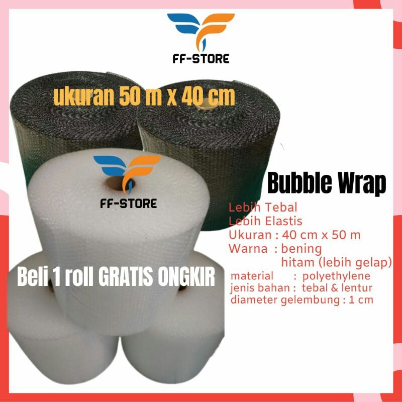 

[Instant] [50Mx40Cm] Bubble Wrap 40CM x 50 meter Hitam Bening Putih Bandung Murah