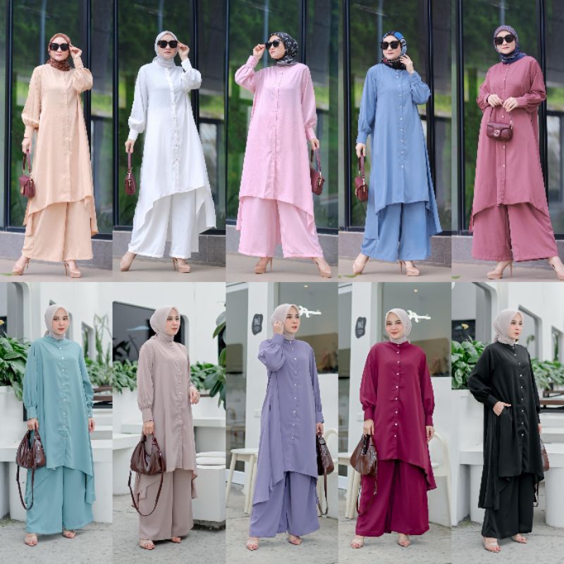 DENAI SET LONG TUNIK CELANA KULOT PREMIUM MURAH