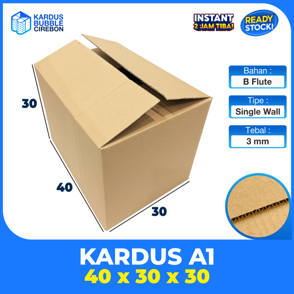 

Kardus Box Karton Kotak Dus Sedang Medium Packing Sembako Hampers Parcel Polos Uk. 40x30x30 cm BFlute Tebal 3 mm