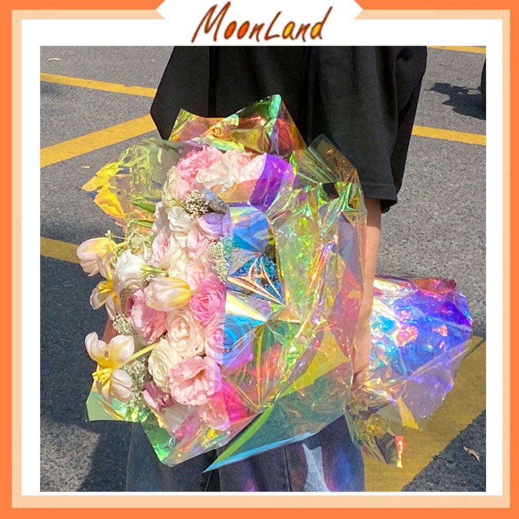 

20 Lembar Kertas Buket Bunga Hologram Flower Wrapping Paper Cellophane Rainbow KB6045
