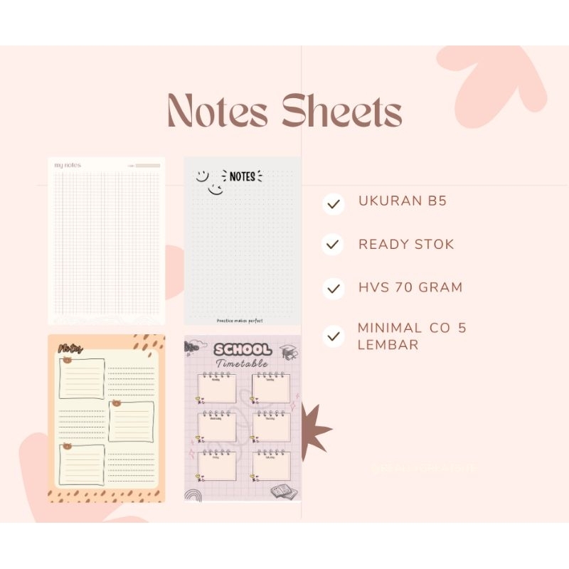 

KERTAS BINDER | NOTES SHEETS | PLANNER | JURNAL