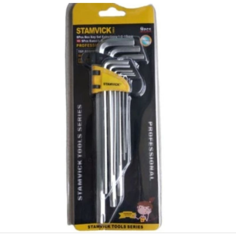 Kunci L set kombinasi Hex Tamper Torx Kunci L Set 9 Pcs Stamvick