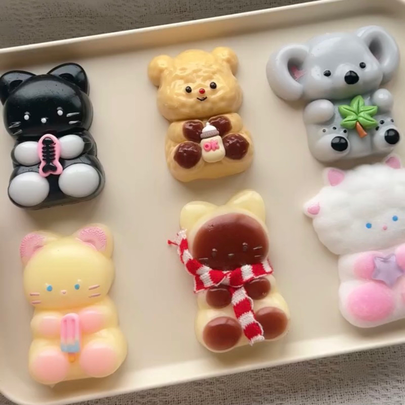 Taba Squishy Karakter Lucu Kelinci/Domba/Beruang/Kucing Viral  Tekstur Kenyal Kualitas Bagus