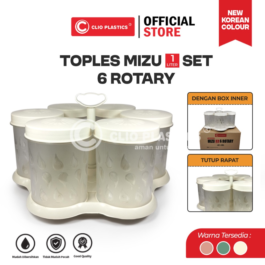 Toples Mizu Set 6 Rotary - Toples Lebaran - Toples Putar - Toples Kue lebaran - Toples Hari Raya - T