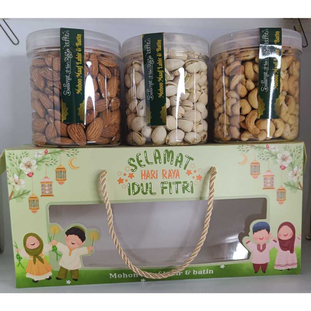 

Parcel/ Hampers Idul Fitri / Imlek/ Natal Varian Kacang Toples Halal Vegan Vegetarian