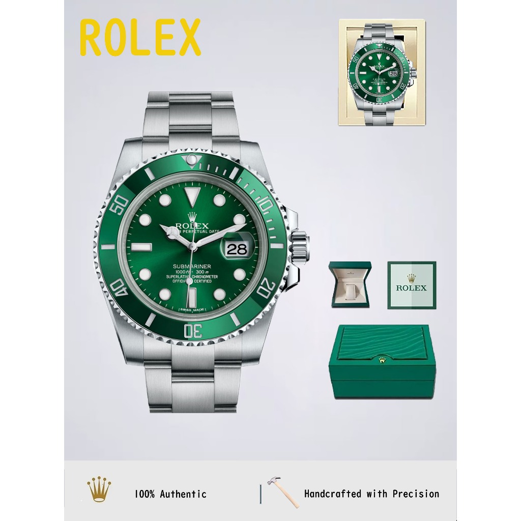 【100% ASLI ROLEX】 Jam tangan seri Submariner baru jam tangan pria mekanik otomatis stainless steel h
