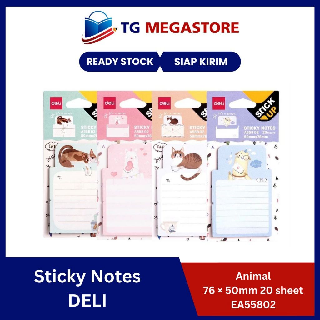 

Sticky Notes Deli Animal 76 × 50mm 20 sheet - EA55802