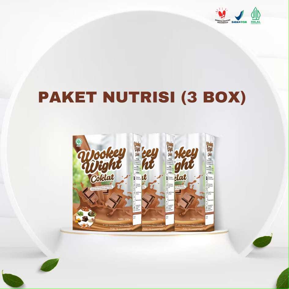 

Wookey Weight 3BOX- Susu Bubuk Sehat Penambah Berat Badan Rasa Coklat 220Gram 3 Paket