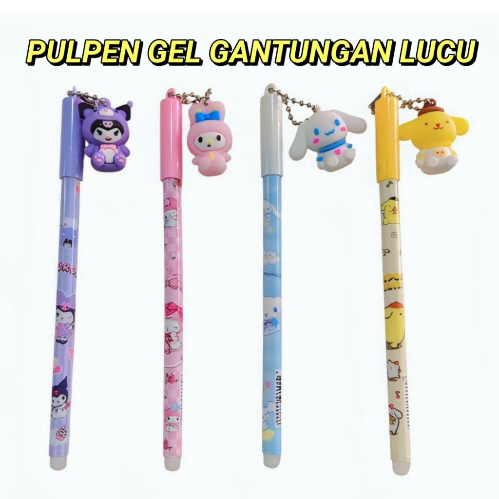 

Pulpen gel lucu gantungan sandrio / kuromi /pulpen gantungan boneka kuromi