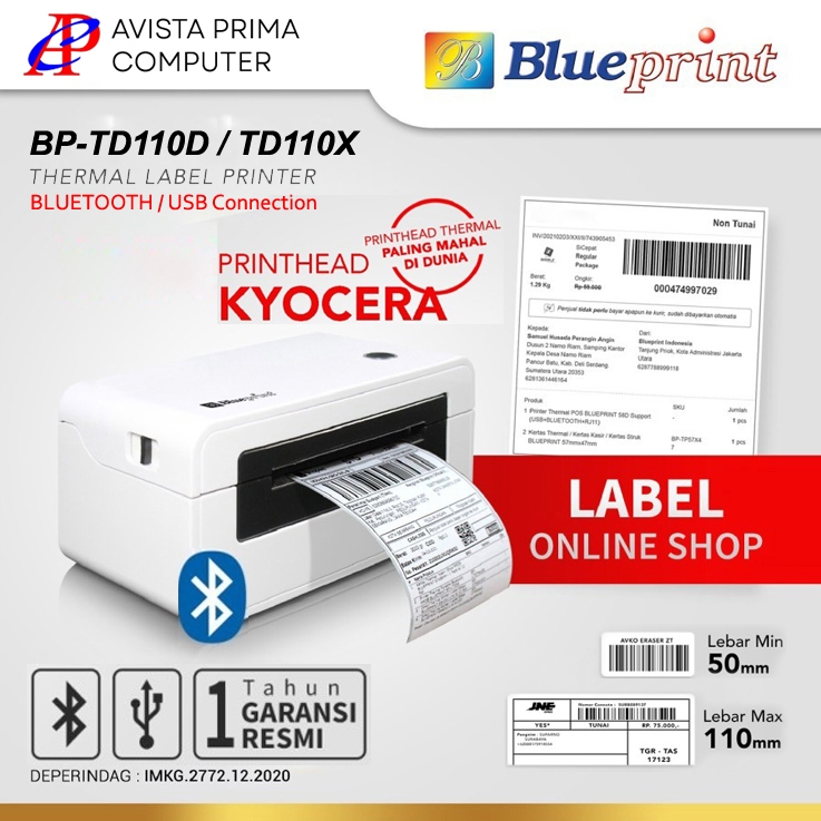 BLUEPRINT TD110D TD110X Thermal Barcode Label Printer A6