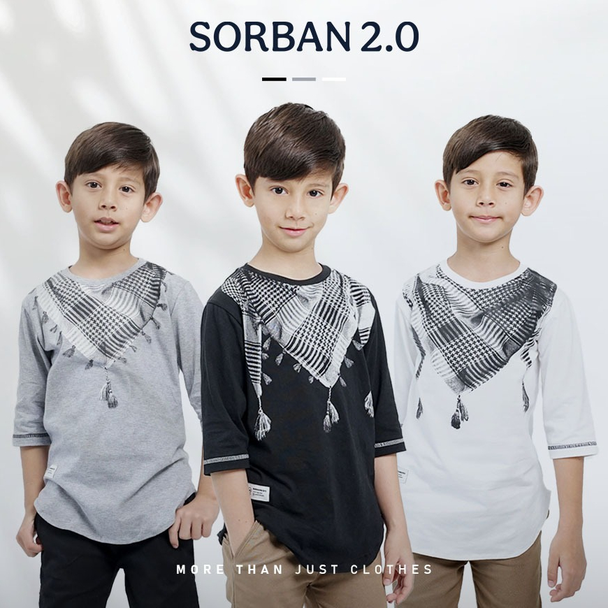 Ammar Kids Baju Kaos Kurta Sorban Anak Laki laki Cowok Muslim Islami Tangan 3/4 Kualitas Premium Dis