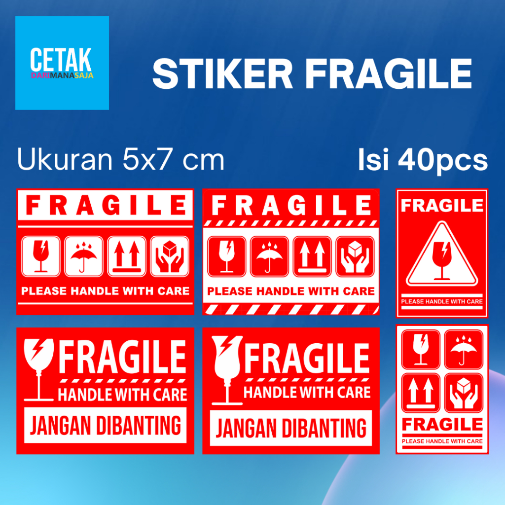 

Sticker Fragile Murah | Stiker Pecah Belah Kemasan Olshop | Label Pengiriman Awas Pecah