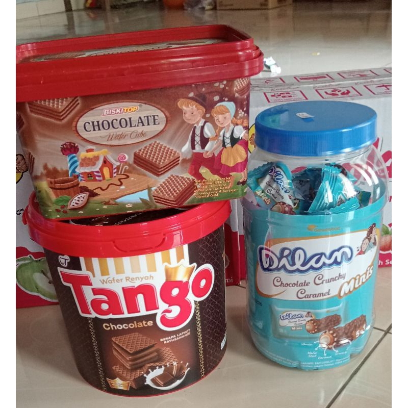 

paket hemat tanggo, coklat dilan,BISKITOP cube