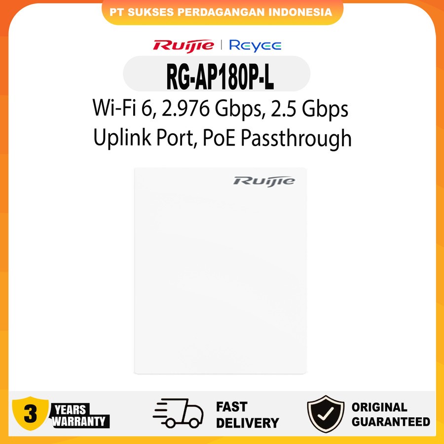 Reyee Ruijie RG-AP180P-L, Wi-Fi 6 Dual-Radio 2.976 Gbps Wall Plate AP