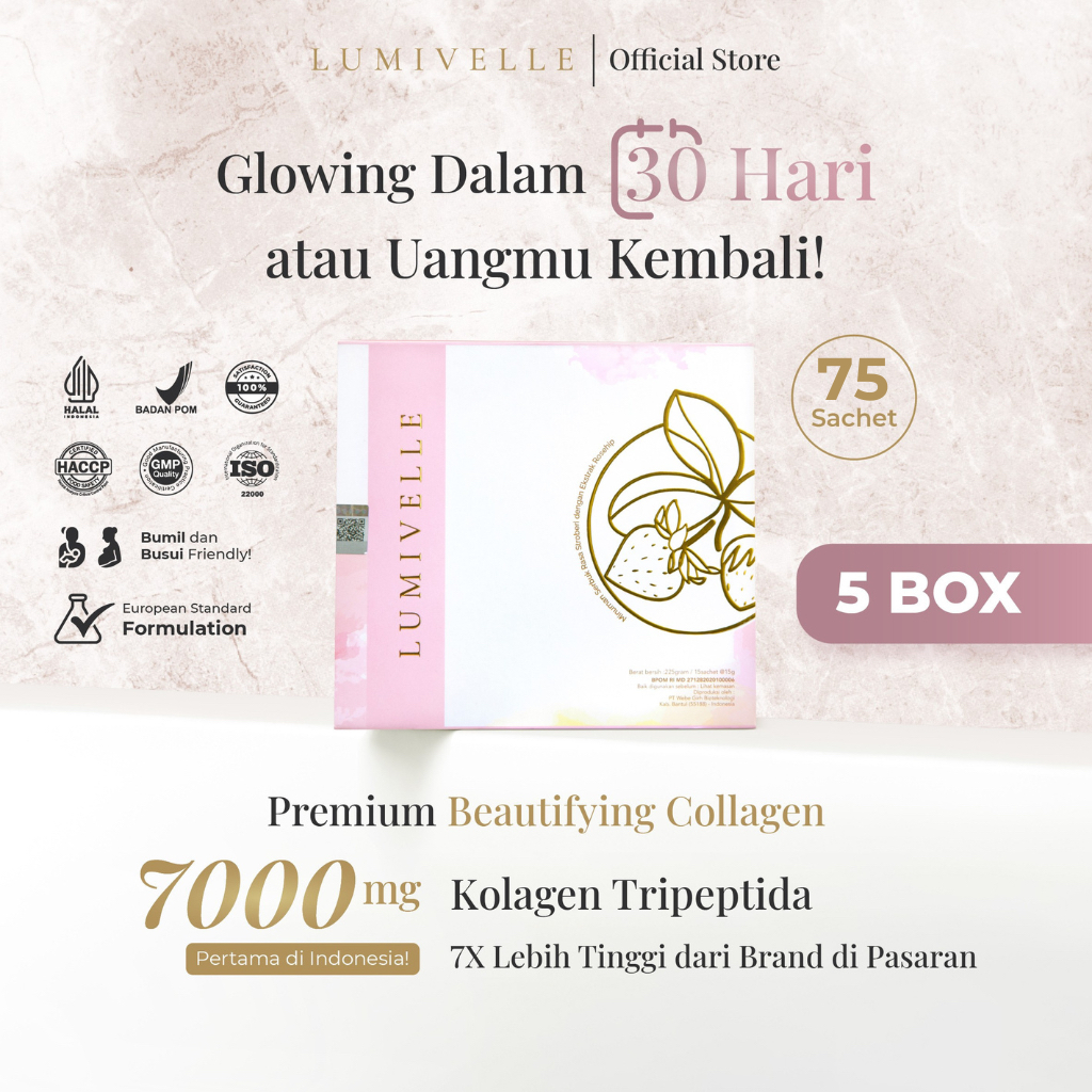 Paket 5 Box Lumivelle Premium Beauty Collagen Drink 7000 mg - 75 Sachet
