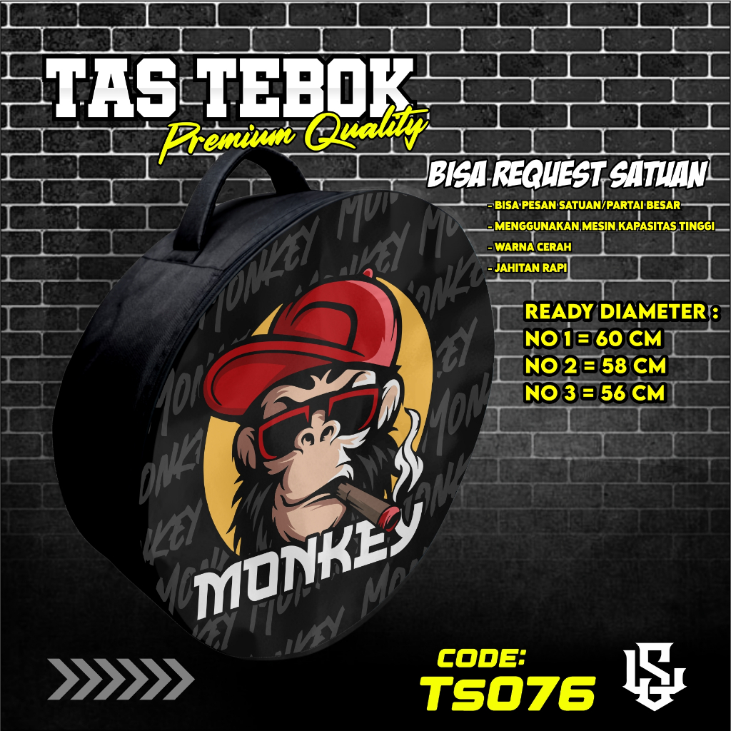 tas tebok murai motif MONKEY ransel gendong jinjing bawa tebok sangkar murai printing