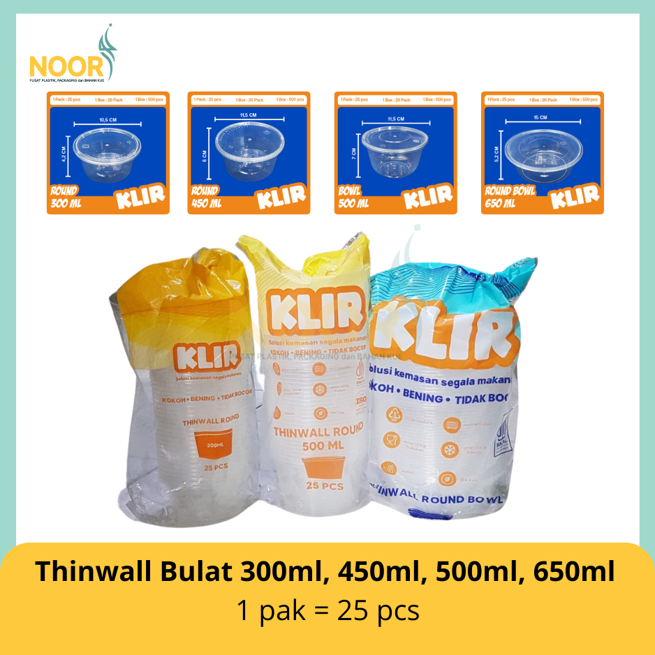 AECO Thinwall Mangkok Tempat Makan Plastik Bulat Datar 650, 500, 450, 300 ml
