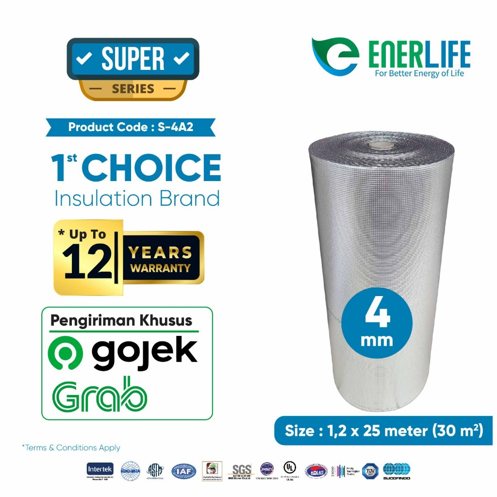 ENERLIFE Aluminium Foil Atap Foam Tebal 4mm Double Side (OJOL)