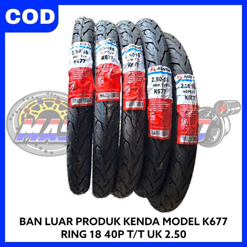 BAN KENDA R18 AG STLYE UKURAN 250 RING 18 K677 250-18 NON TUBLES BAN LUAR KENDA K677 Motorcycle